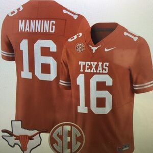 😂Arch Manning Stitched Jersey Vapor Orange😳